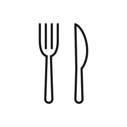 Editable icon of fork and knife isolated on white vector