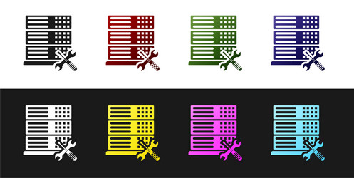 set database server with screwdriver and wrench vector image