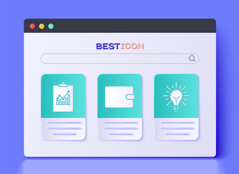 set wallet clipboard with graph chart and light vector image