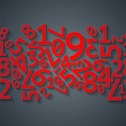 Abstract red random digits with shadows on dark vector
