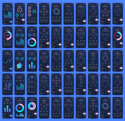 different ui ux gui screens and flat web icons vector image