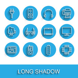 set line gps device with map music player vector image