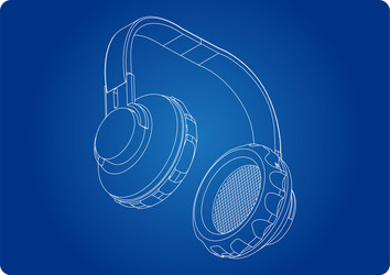 3d model of headphone on a blue vector