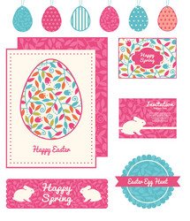 Colorful branches set of easter cards vector