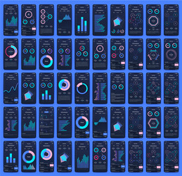 different ui ux gui screens and flat web icons vector image