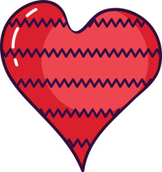 Heart with zig zag lines design line color style vector