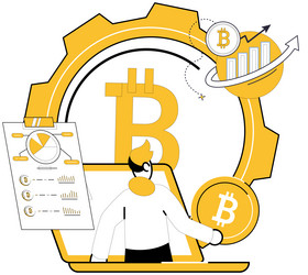 learning about bitcoin dynamics and blockchain vector image