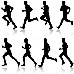 Set of silhouettes runners on sprint men vector