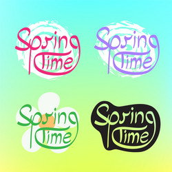 Spring time text set color background vector