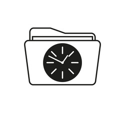 time folder icon clock archive data management vector image