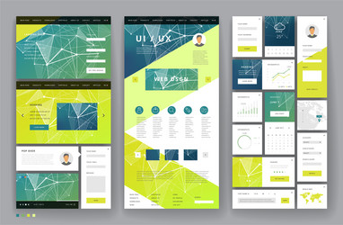 website template design with interface elements vector image