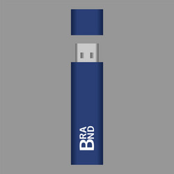 blue usb flash icon realistic style vector