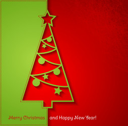 Template christmas tree red and green background Vector Image