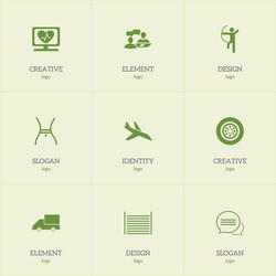 set of 9 editable mixed icons includes symbols vector image