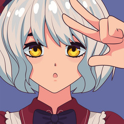 Anime girl with gray hair vector