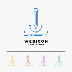 design pen graphic draw 5 color line web icon vector image