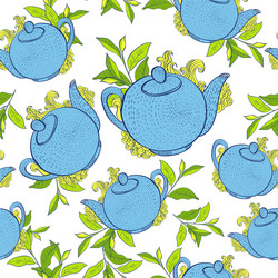 seamless pattern with teapots vector