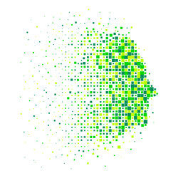 Abstract human face in a profile pixel mosaic vector