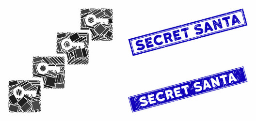 key blockchain mosaic and scratched rectangle vector image