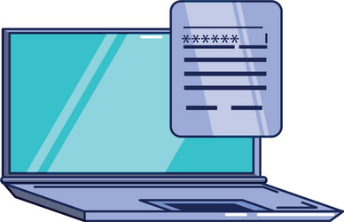 laptop computer and document with password vector image