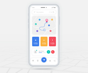 Map gps navigation app ux ui concept mobile vector