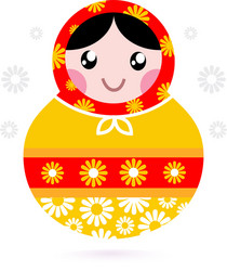 wooden russian doll vector