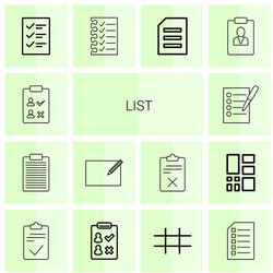 14 list icons vector