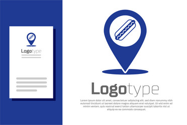 blue map pointer with fast food hotdog icon vector image