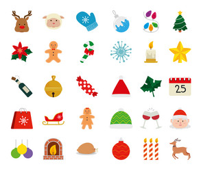 Merry Christmas Icon Set vector