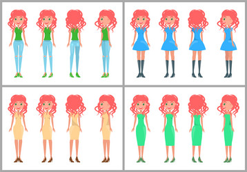 Women in dresses and jeans summer mode vector