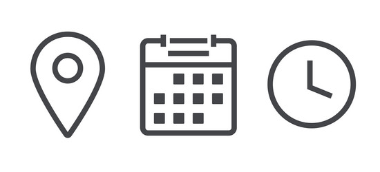 calendar time icon line stroke map pin pointer vector image