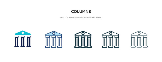 Columns icon in different style two colored vector