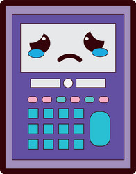 full color crying and tender calculator object vector image