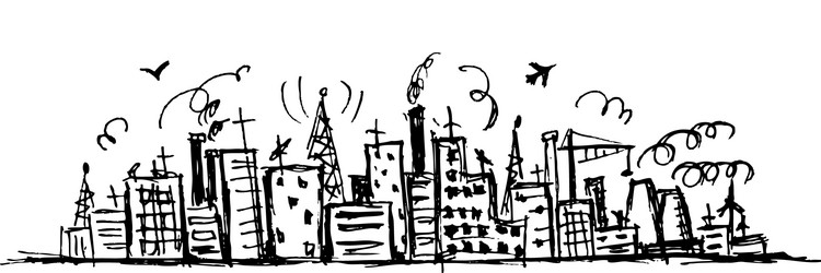 industrial cityscape sketch vector