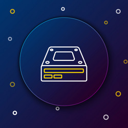 Line optical disc drive icon isolated on blue vector