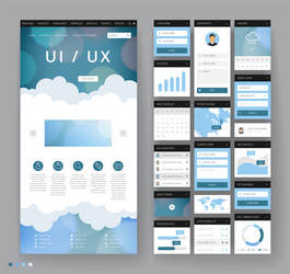 website template design with interface elements vector