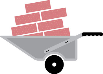 wheelbarrow with bricks vector