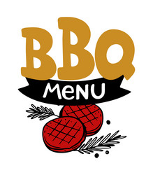 Bbq menu hand-drawn inscription slogan food court vector