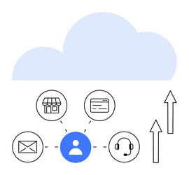 cloud-based workflow connecting user to online vector image