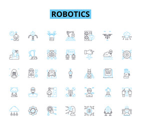 Robotics linear icons set automation ai vector