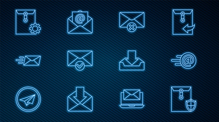 set line envelope with shield mail and e-mail vector image