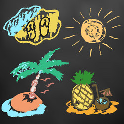 children drawing color chalk on a blackboard Vector Image