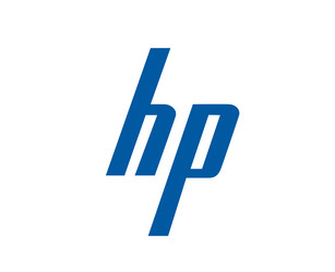 Hp Brand Logo Laptop Symbol Black And Blue Design Vector Image