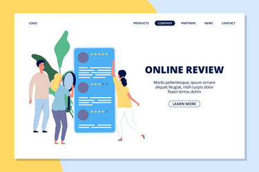 Online review landing page people giving feedback vector