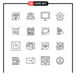 set 16 line style icons for web and mobile vector image