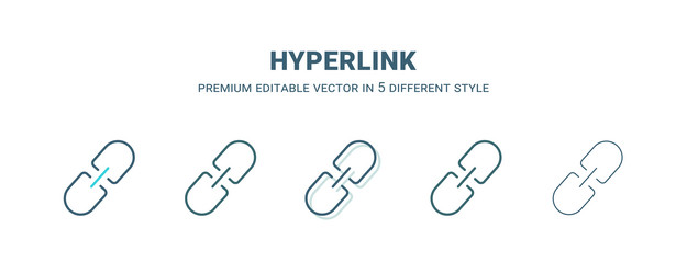 hyperlink icon in 5 different style outline vector image