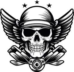 Skull with Wings Emblem Vector Image