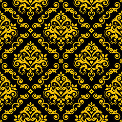 Seamless damask pattern gold on black and animal Vector Image