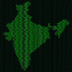 silhouette of india from binary digits vector image