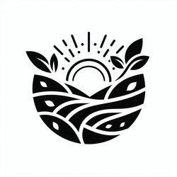 Circular Sunrise Foliage Emblem Vector Image